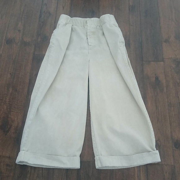 Wide-Leg Cream Pants - Picture 1 of 12